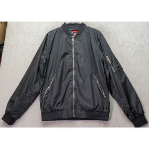 Spire Bomber Jacket Men Medium Black Water Resistant Pocket Long Sleeve Full Zip